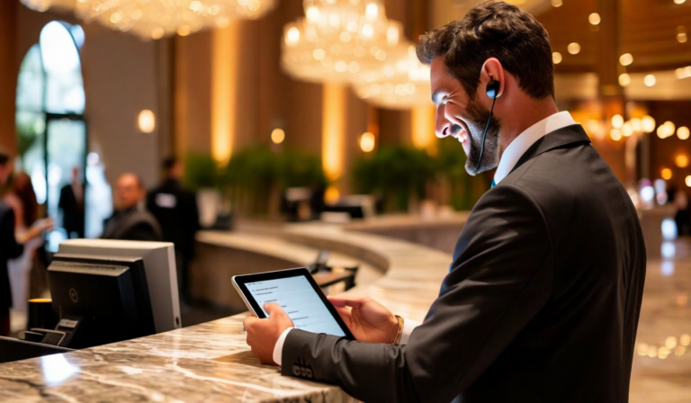 Customer service desk at event venue