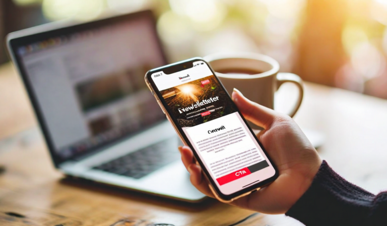 Email marketing campaign preview on phone screen
