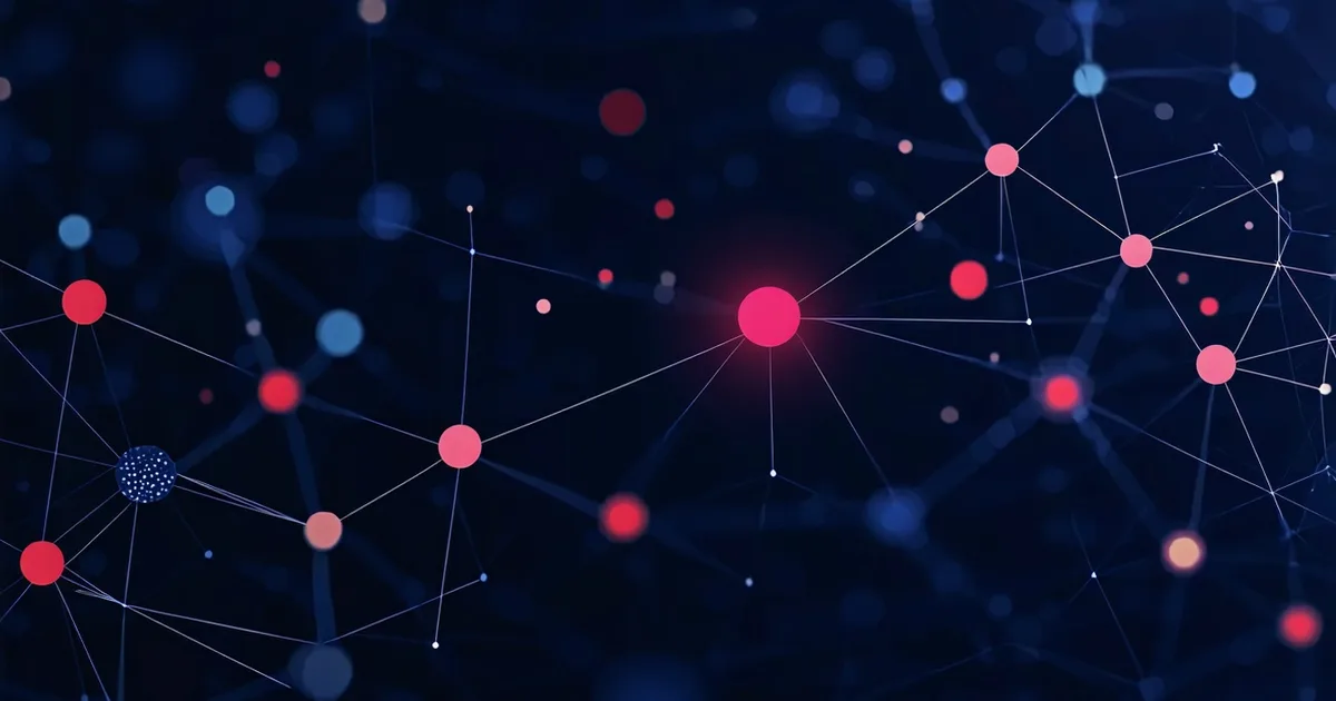 Abstract visualization of bot detection with red flagged accounts in a network