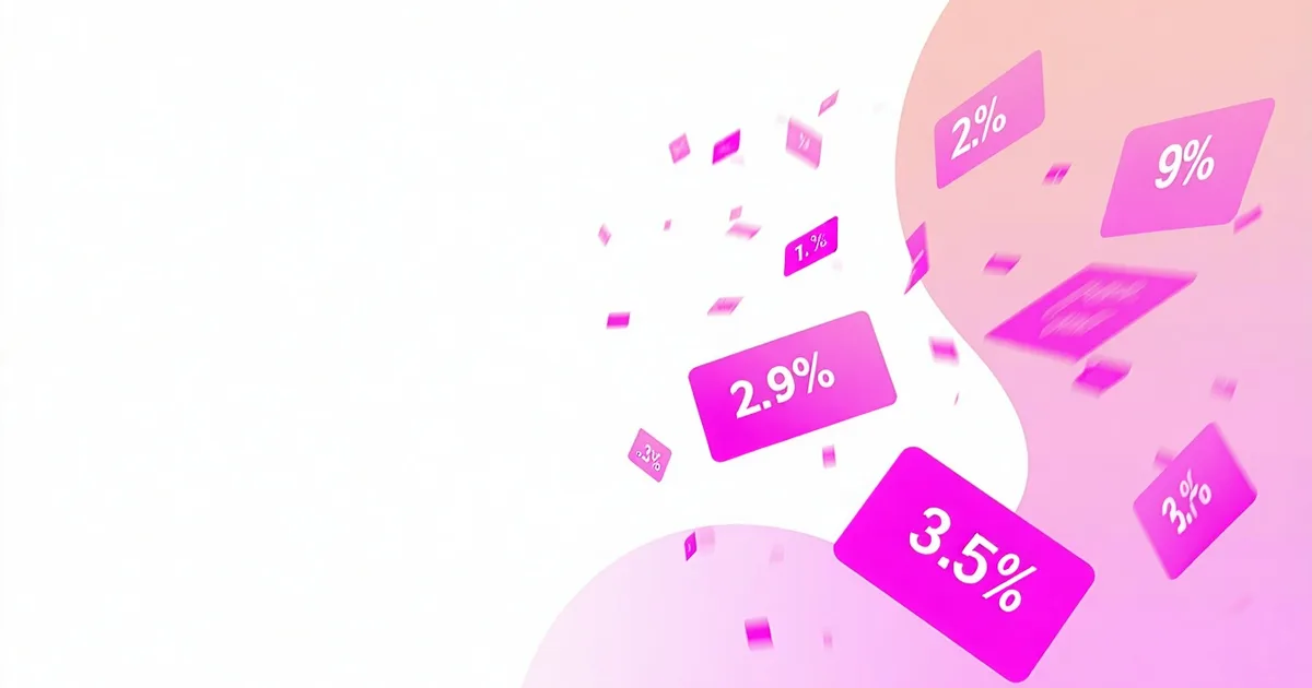 Abstract pricing comparison with percentage symbols and tier cards